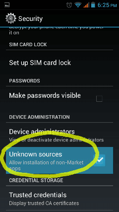 Enable unknown sources
