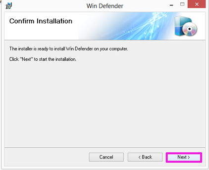 Installation screen